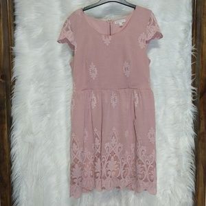 LOVE FIRE pastel pink floral detailed dress